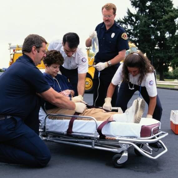 Patient on the stretcher AFTER injury | Riverside Personal Injury Attorney